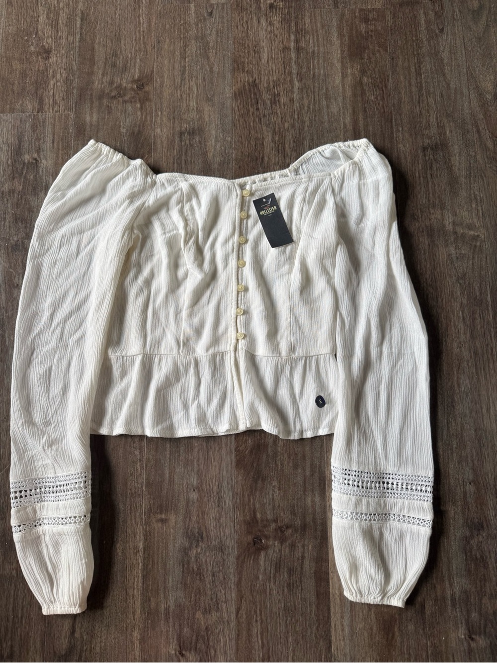Hollister White Off-Shoulder Peasant Blouse